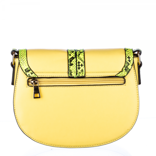 Γυναικεία τσάντα Evian Κίτρινη οικολογικό δέρμα, 5 - Kalapod.gr